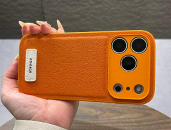 

Elegant Orange Leather Crossbody iPhone 15 Case for Women iPhone 14 Pro Max