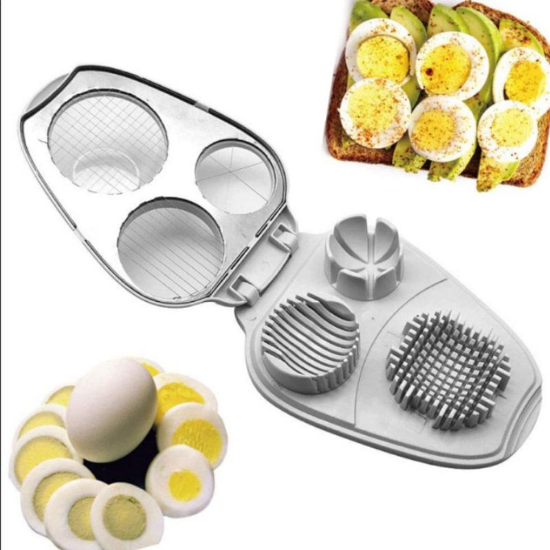 3 In 1 Egg Slicer 3-Way Boiled Eggs Slicers Stainless Steel Food Processor Fruit Vegetable Manual Slicers Kitchen Chopper Tool