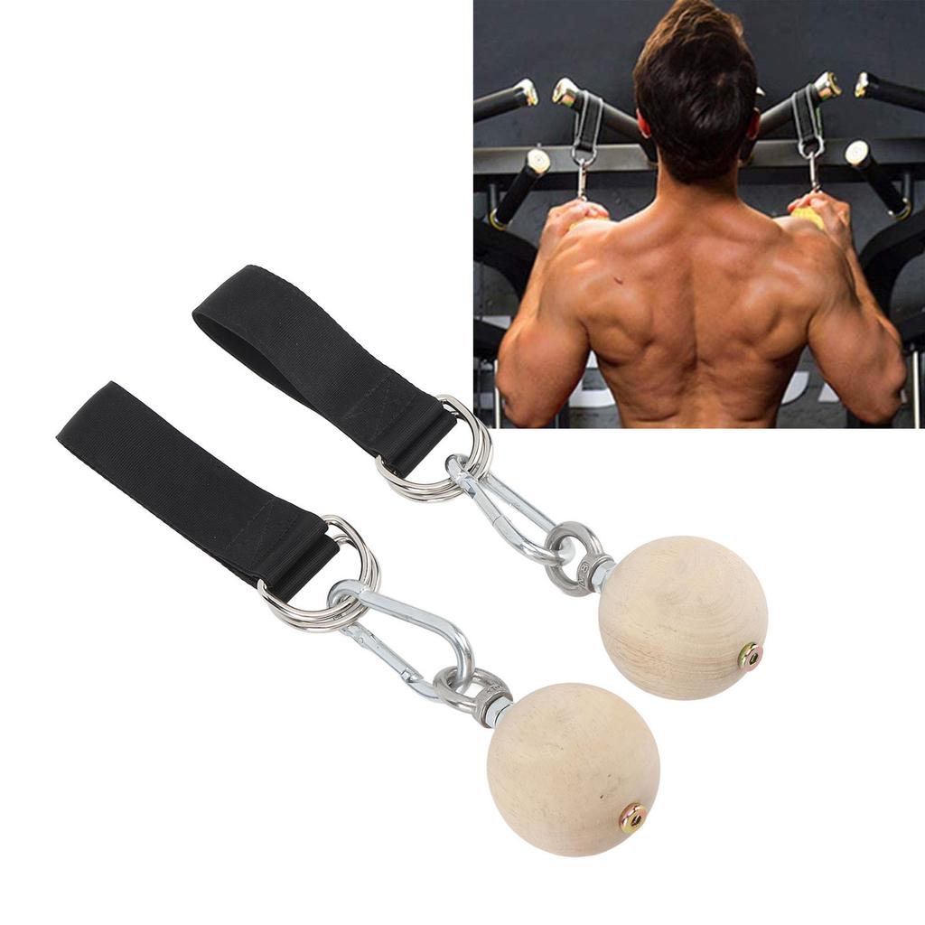 2PCS Pull Up Ball Stainless Steel and Pine Climbing Holds Pull Up Power Training Ball for Health and Fitness