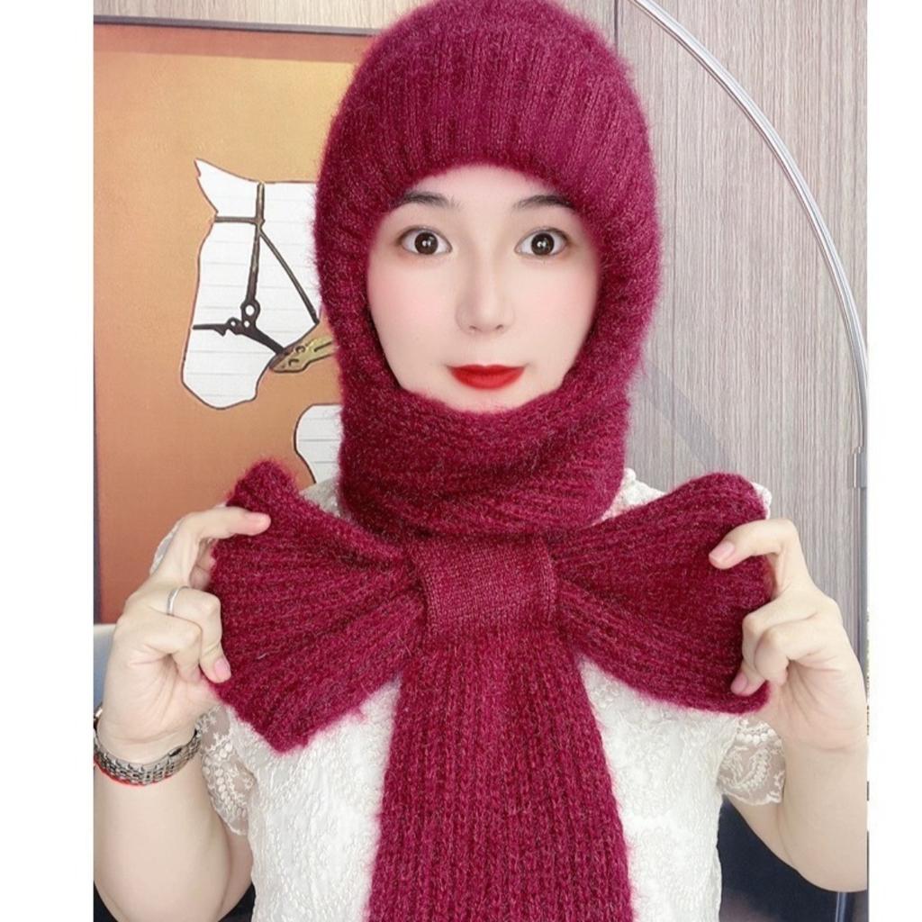 Warme Mütze, Schal, Strickmütze, Wollmütze, Outdoor-Mütze, Winddichte Mütze, Kalte Mütze, Halstuch, Ohrenschutzmütze