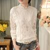 Dames Lente en Zomer Wit Kraag Kant Onderhemd Lange Mouw Korte Mouw Shirt