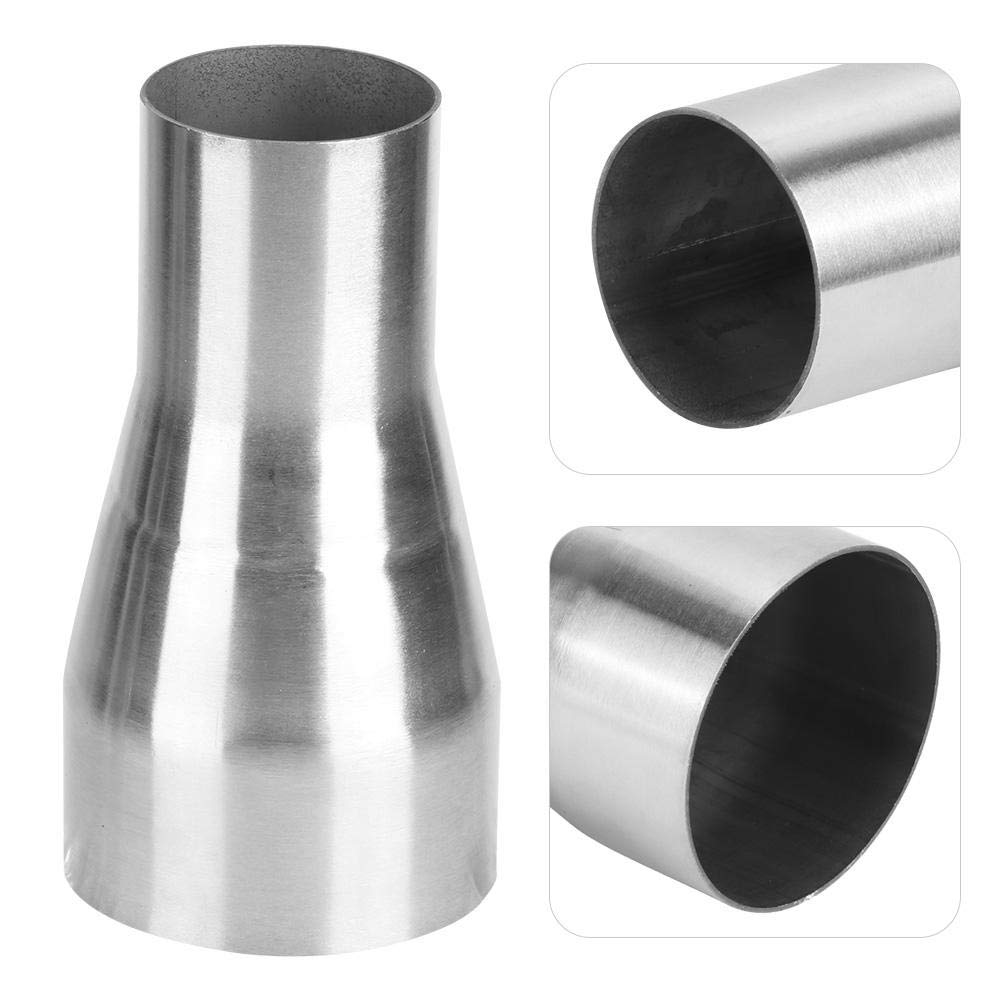 Elerose Exhaust Pipe Adapter, Universal Stainless Steel Exhaust Pipe Connector Tube Adapter Reducer Remodeling Part (Silver)(51-76MM)