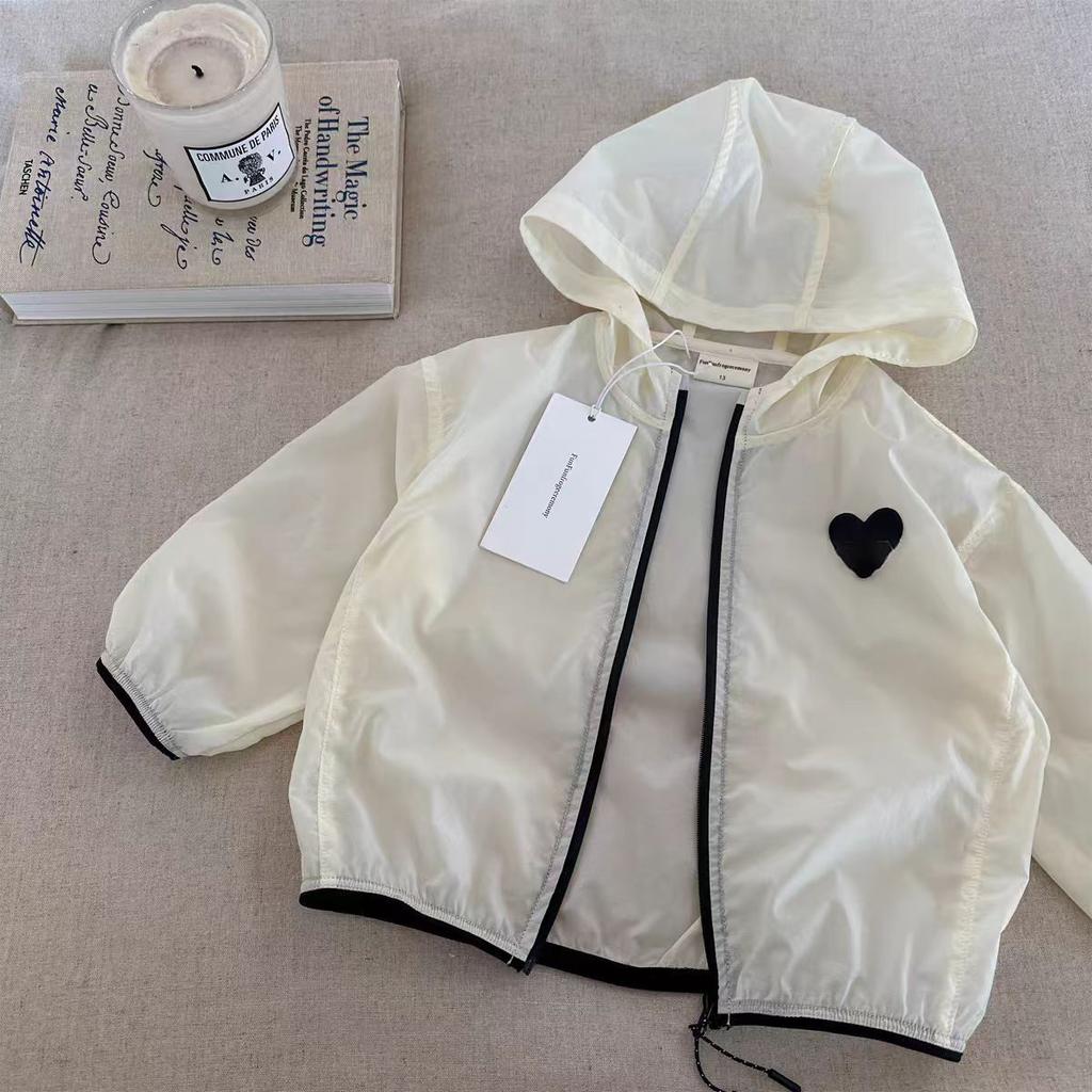 Kids Spring Summer Heart Hooded Sun Protection Jacket Thin Breathable Coat For Boys And Girls