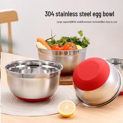 304 Stainless Steel Mixing & Salad Bowl Set with Handle and Scale