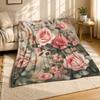 Blush Rose Bouquet Coral Fleece Blanket