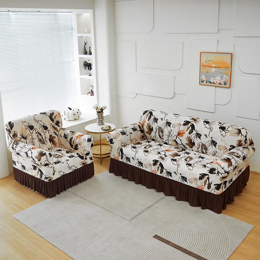 Annual Printed Skirt Sofa Cover, Universal Multi-Functional Living Room Dirty Cover, Non-Slip Sofa Cover