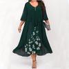 Due Vestiti da Donna in Chiffon Patchwork Finti a Manica Media Sovradimensionati