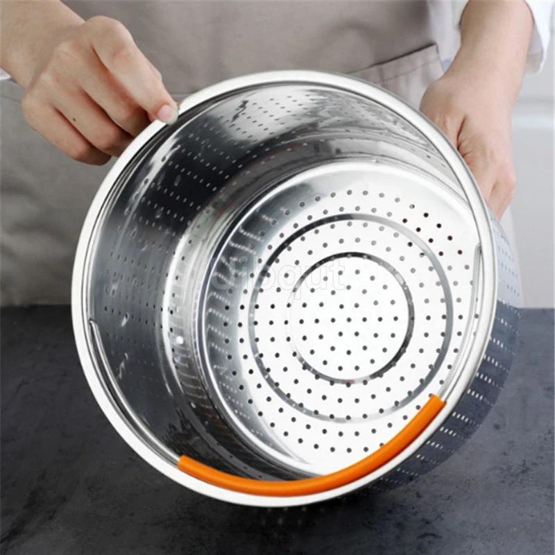 304 Stainless Steel Rice Cooking Steam Basket Pressure Cooker Anti-scald Steamer Multi-Function Fruit Cleaning Basket cooking