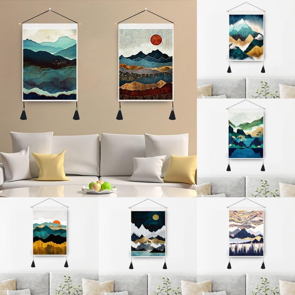 With Tassel Sunrise Landscape Tapestry Hanging Wall Poster  Home Decor