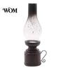 Old-fashioned Candle Lamp Miniature Kerosene Resin Holder, Retro Oil Figurine with Smoked Model Glass Shade & Carved Base, Tabletop Decor for