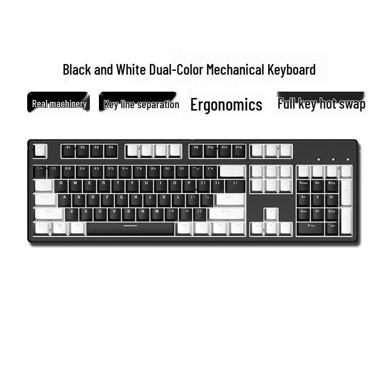 Hot-Swappable 104-Key Mechanical Gaming Keyboard for Girls, Wired, Blue/Black/Brown/Red Switches, Dual-Color Design