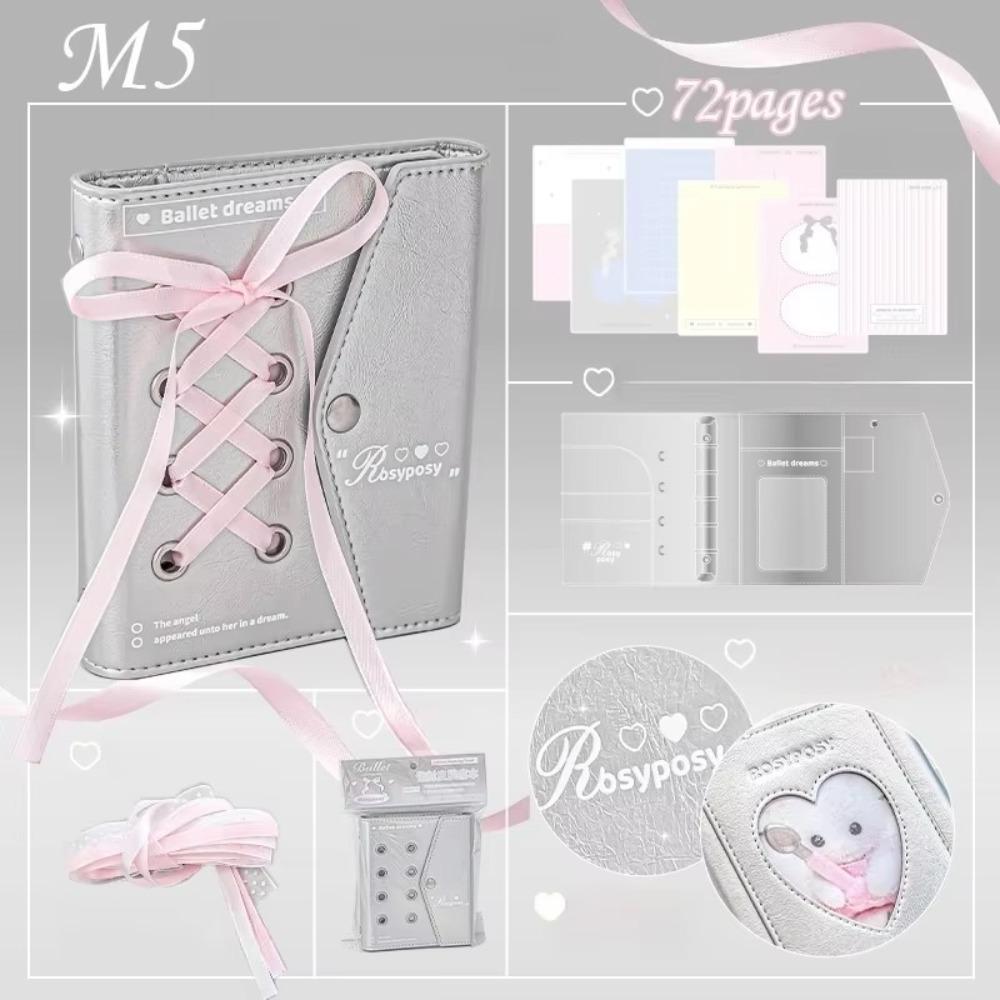 

Kawaii Agenda Book PU Leather Loose-leaf Notebook New M5 Notebook срібний