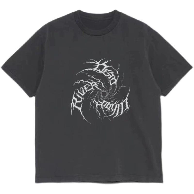 Black Hole Y2k Street Fashion Trend Casual Tshirt Unisexs and Womens Luxury Brand Top