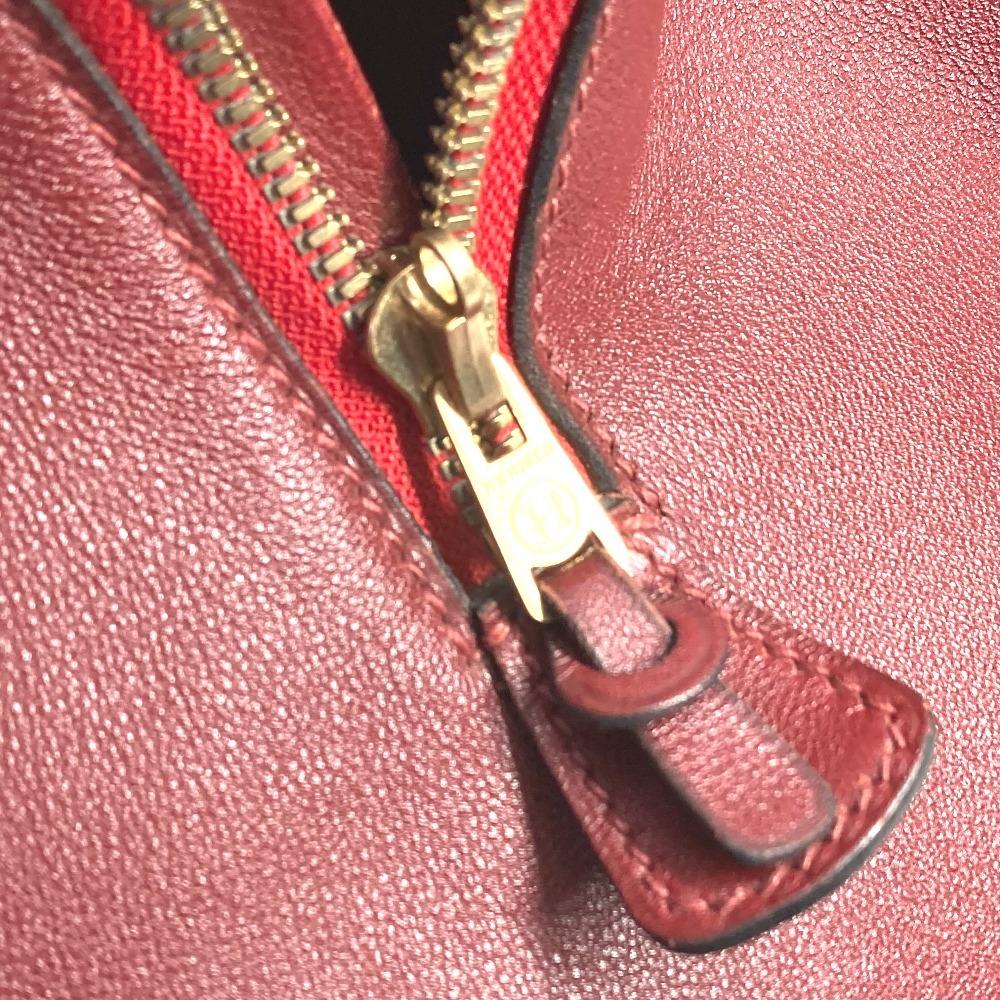 HERMES H punching logo Hood Travel bag Hand Bag Duffle Bag felt / Leather Red