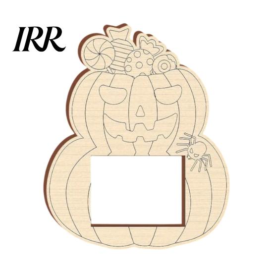 Customizable Wooden Picture Frame Pumpkin DIY Photo Frame, Halloween for Kids Crafts, Unfinished Wood Decor Hollow Party Tabletop Display Holiday Gift