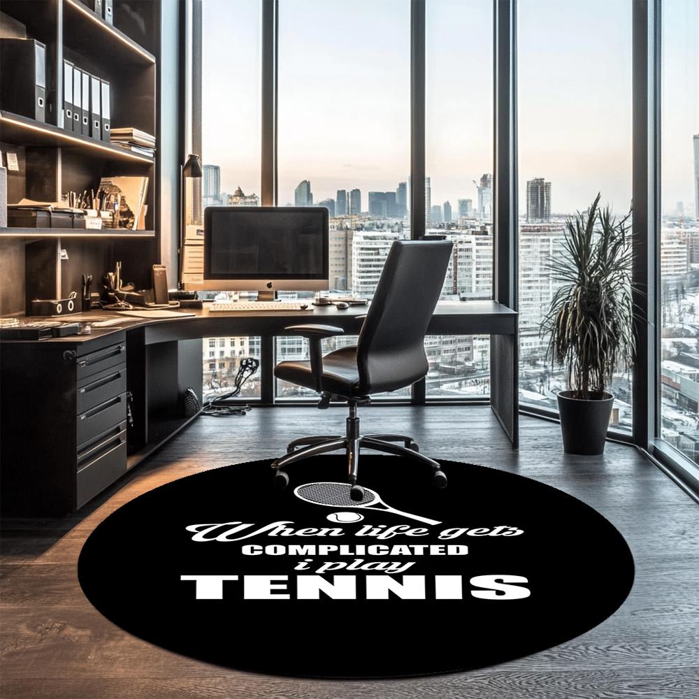 tennis Printed Round Rug Carpet Chair Rug Area Rug Entryway Doormats,for Office Chair Living Room Bedroom Kitchen Room.