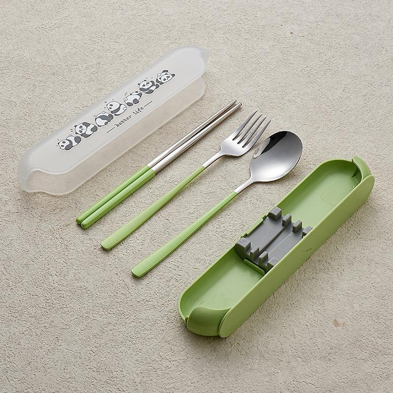 Portable Tableware Cartoon Love Fork Spoon Chopsticks Student Party Office Workers Travel Spoon Chopsticks Portable Box