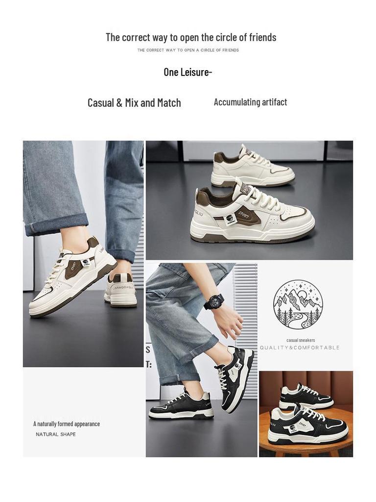 2025 New Men's Breathable White Korean Style Trendy Sneakers - Versatile Sports & Casual Skate Shoes