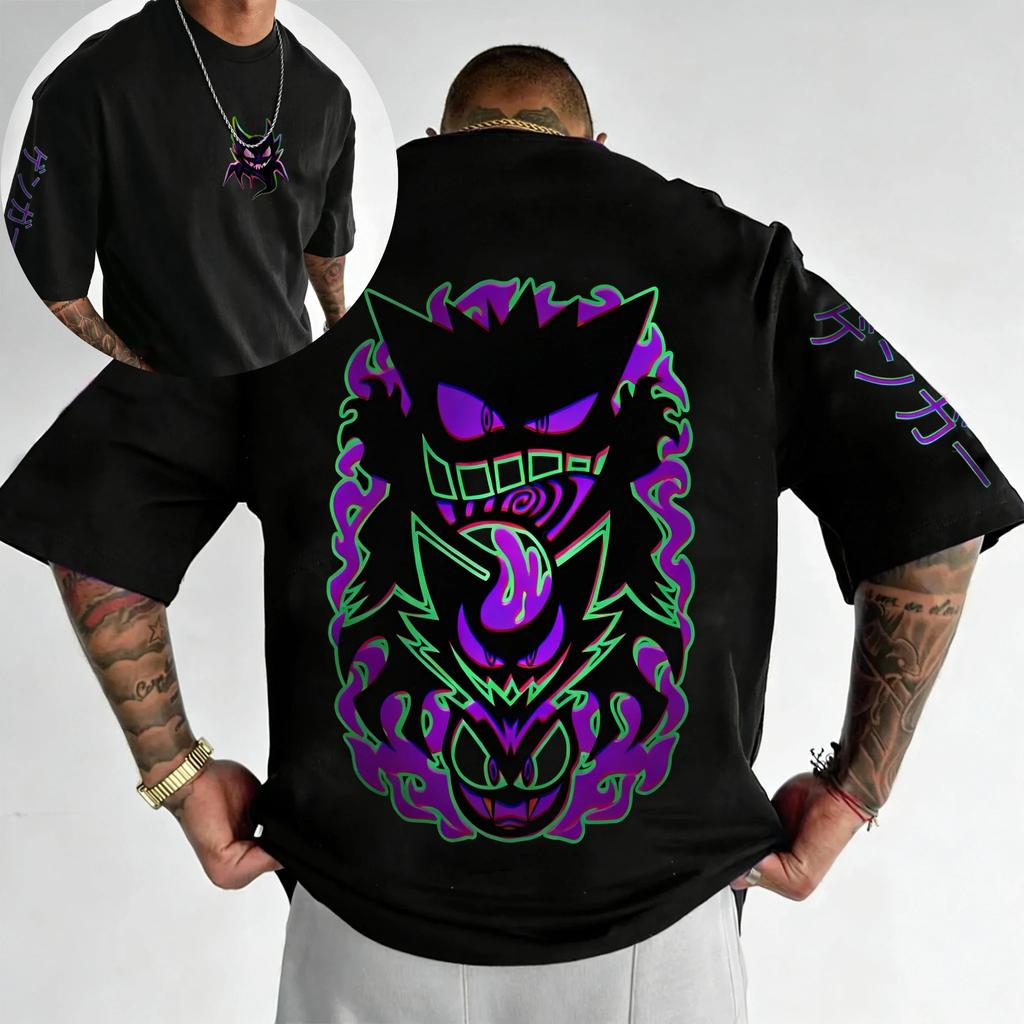 2026 Pokémon Anime Gengar Peripherie Neu Bedrucktes Kurzarm Herren und Damen Locker Sportlich Bequem Baumwolle Paar T-Shirt