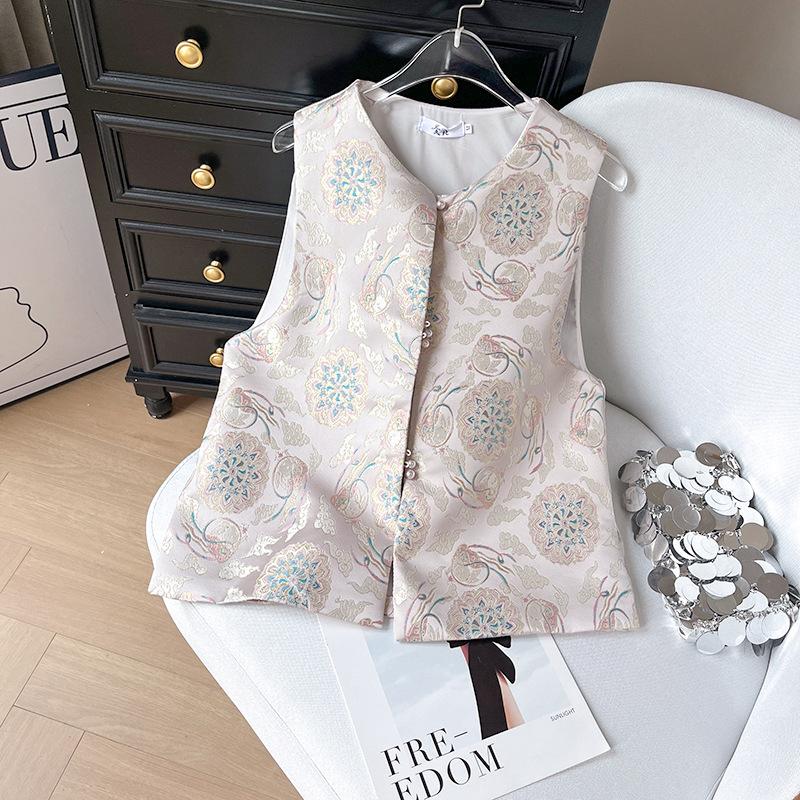 

2025 Жаккардовый жилет женский жилет новый ранняя весна красивый верхняя одежда женский топ XXXL [Recommended 138-75kg] розовый