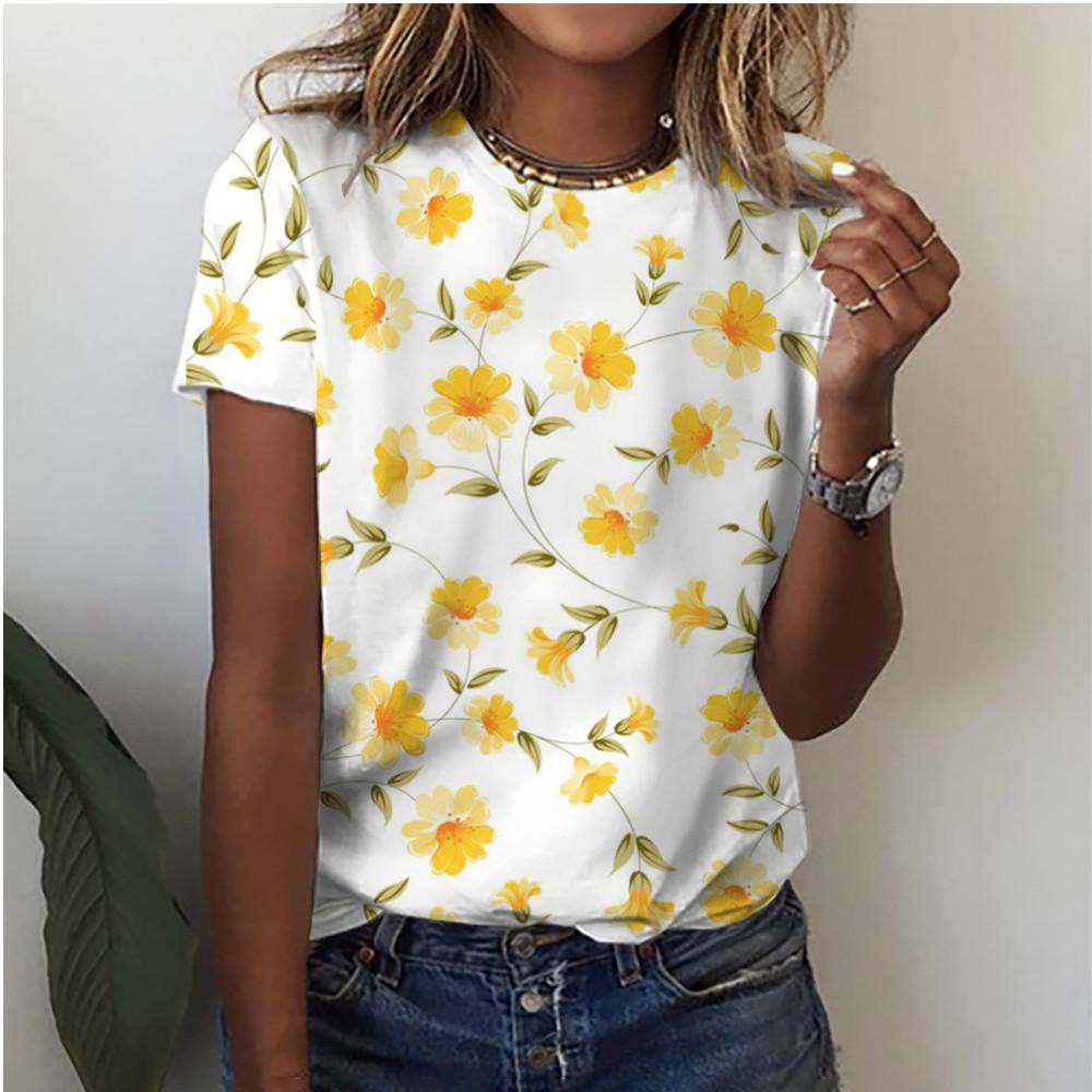 Harajuku T-shirt 3D Printed Women's Short Sleeved Summer New Designer Casual Loose T-shirt Round Neck Women's Top