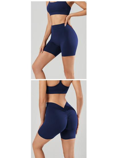 Dámské rychleschnoucí vysoce elastické jógové šortky s V pasem - Broskvový zadek zeštíhlující a zvedající hýždě střih