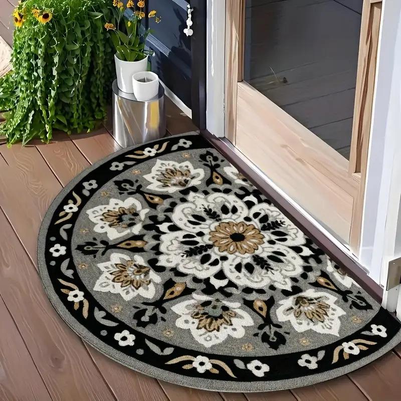 Vintage Evil Eye Semi Circle Doormat Luxury Embossed Pattern Non Slip Entrance Mat Indoor Outdoor Home Decor Rug