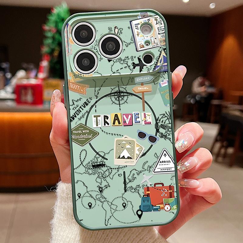 Air Line Travel Map Pattern Case For iPhone 17 Pro Max Magnetic For Magsafe Skin Feeling Cover For iPhone 16 15 14 13 Pro Max