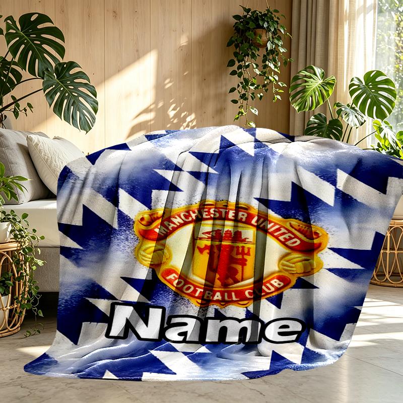 Custom Name Personalized Manchester United F.C Print Blankets, Home Decor, Bedroom, Sofa, Camping, Couch, Gifts for Birthday Christmas