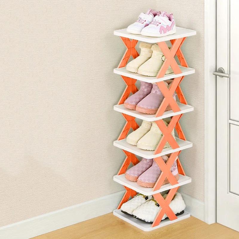 

6-ярусная съемная штабелируемая полка для обуви, органайзер для хранения обуви, экономящая место полка для обуви, пластиковые шкафы для обуви, ящик для входной двери