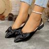 Fashion Pointed Toe Butterfly-knot Women's Fashion Low Heel Sandals Spot Checkered Office Ladies Flat Sandals Elegant Ankle Straps Shoes