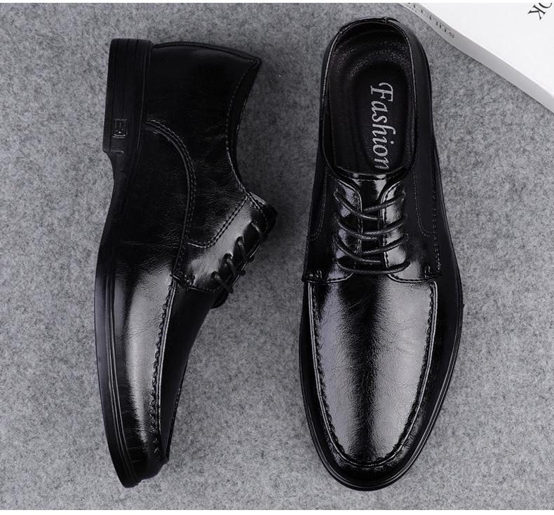 Men's Business Formal Leather Loafers - Breathable Cowhide, Large Size, Lace-up Driving Shoes.