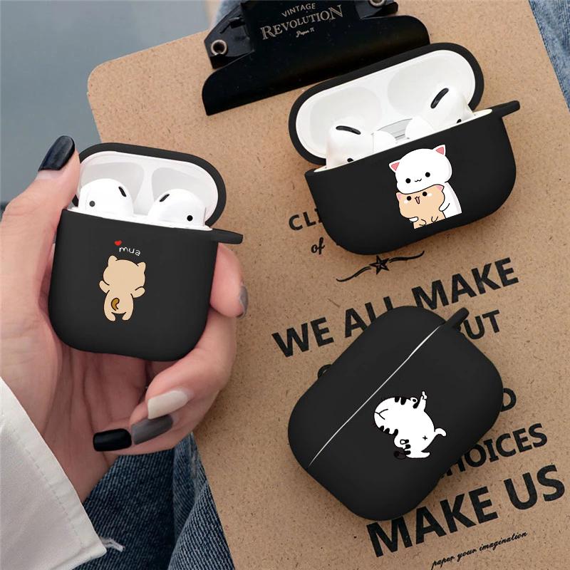 קריקטורה חמוד חיות מחמד כלב חתול בעל חיים ינשוף צמח פרחי אפל עבור אפל AirPods 2 3 כיסויי אוזניות חסינות זעזועים שחורות AirPods Pro Funds Cover