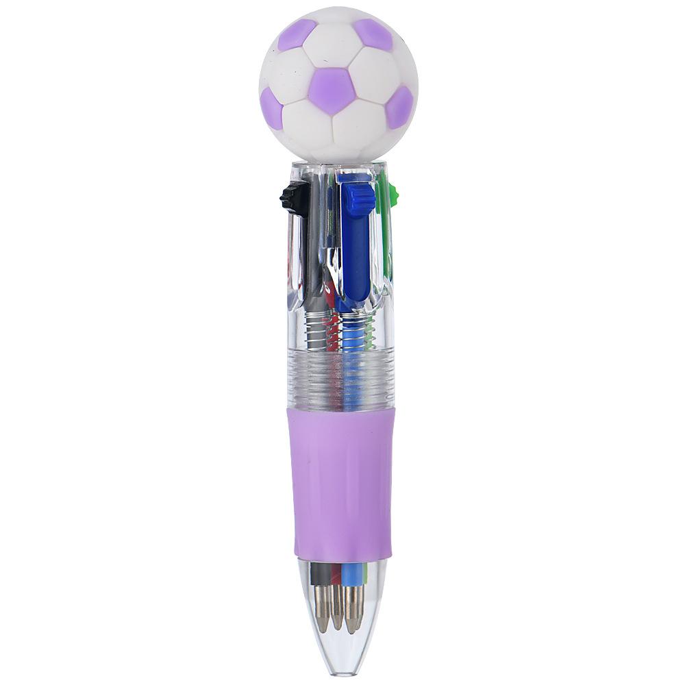 2pcs Cute Football Basketball Rugby Shaped Four-Color Ballpoint Pen, Cartoon Multicolor Mini Journal Short Pen