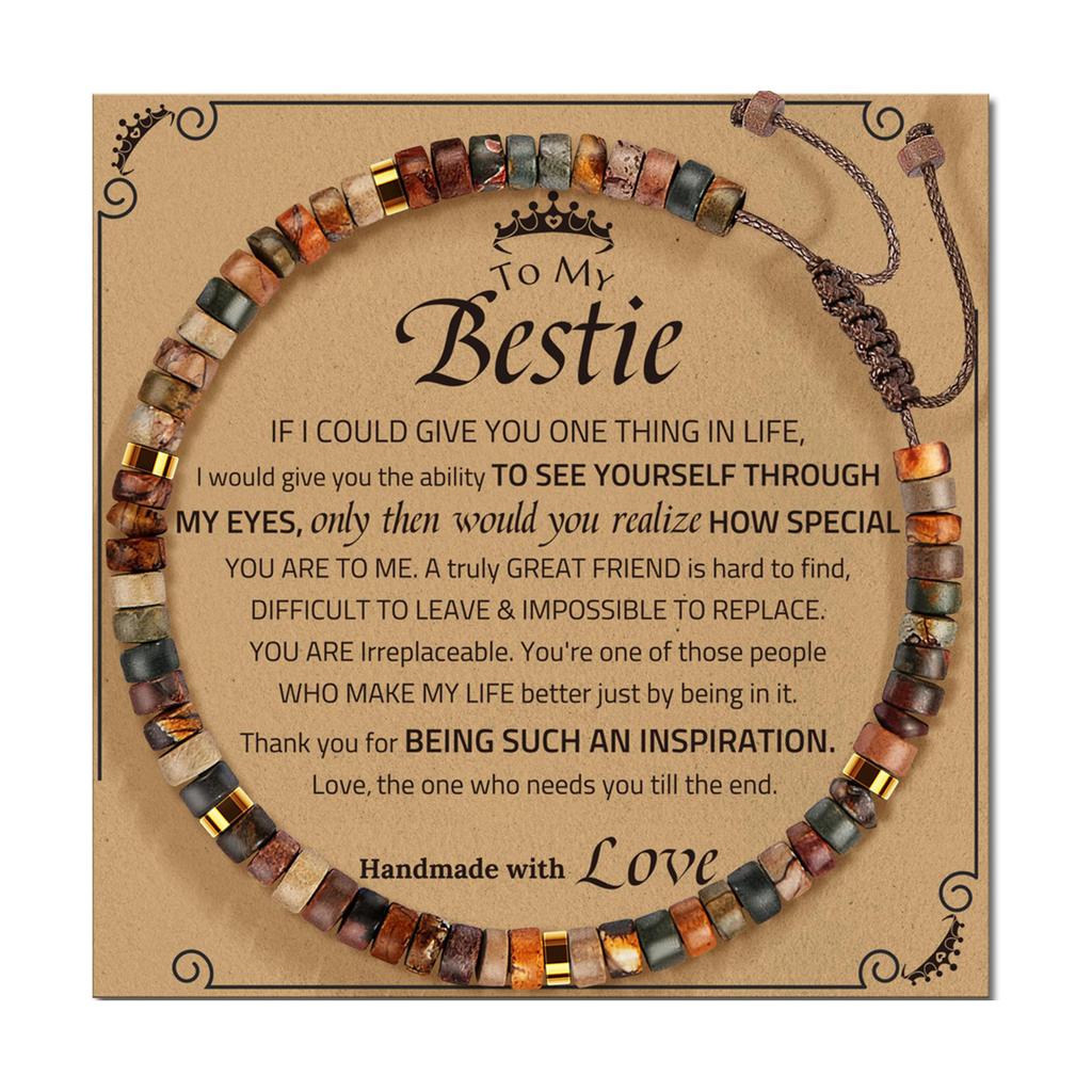 Adjustable Handmade Stone Bracelet Decoration for All Ages Featuring A Blessing Card and Multiple Color Addition