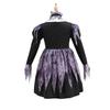 Halloween Style Cross Children's Fashion Dress Children's Products Girls Skirt Color Matching Long Sleeve Dress Cosplay Dress Up
