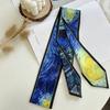 Oil Painting Printed Long Hairband Skinny Neck Scarfs Women Headbands Fashion Hair Scarves Wrist Ribbon Bag Scarf For Women
