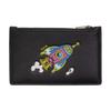 Coach Cosmic 13 Logo Rocket Print Pebble Leather Card Case Women Card Case Black CW222-QBM2