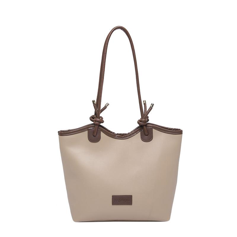 Simple foreign style large capacity tote bag women's bag 2025 new fashion shoulder commuter bag lightweight splicing shoulder bag