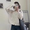 Cardigan Sweater Spring and Autumn Loose Round Neck Sweater Coat Top Women Soft Glutinous Sweet Single Breasted Knitted Cardigan