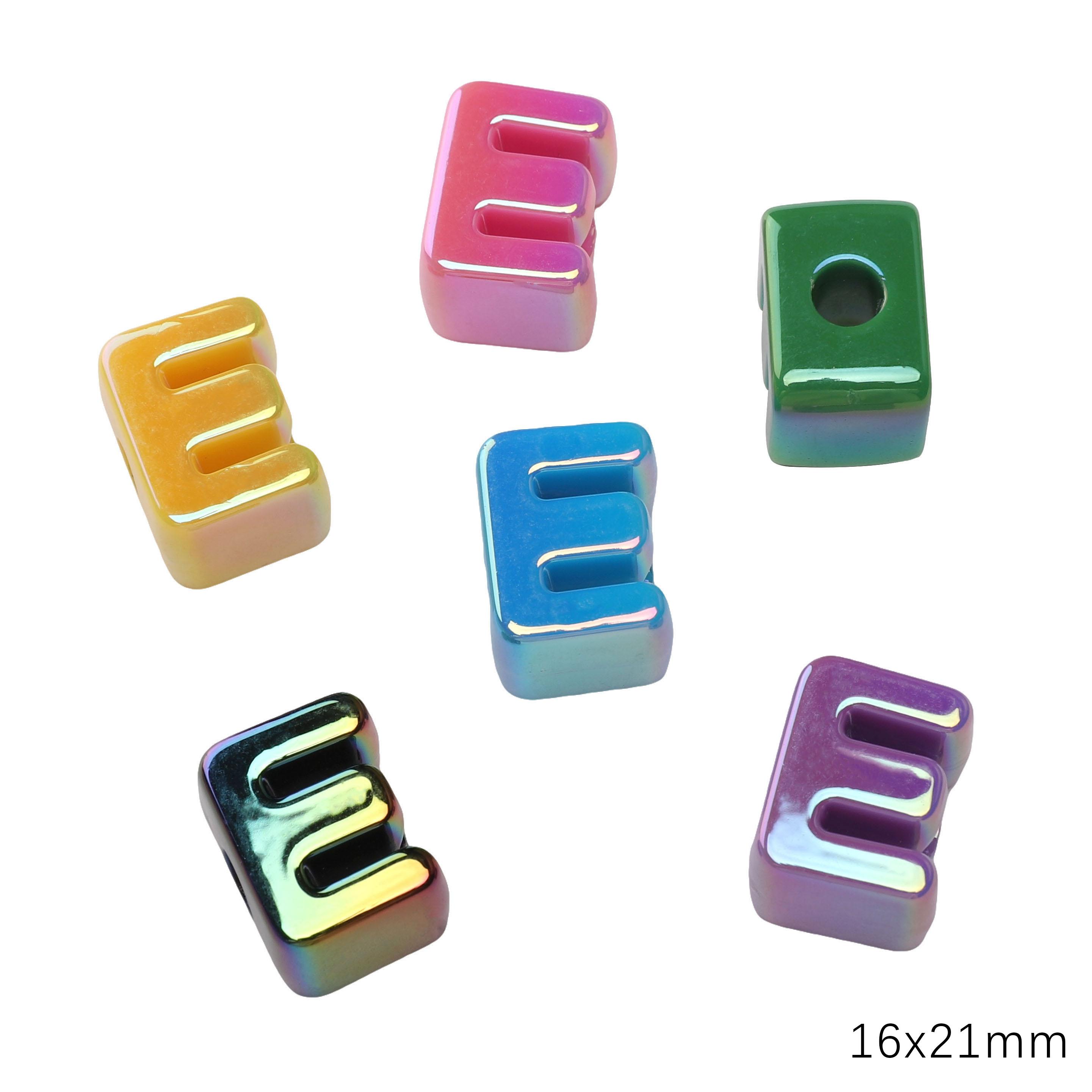 

5 шт. Акриловые радужные ракушки Бусины с большими отверстиями и буквами Аксессуары для изготовления ювелирных изделий E 16×21mm