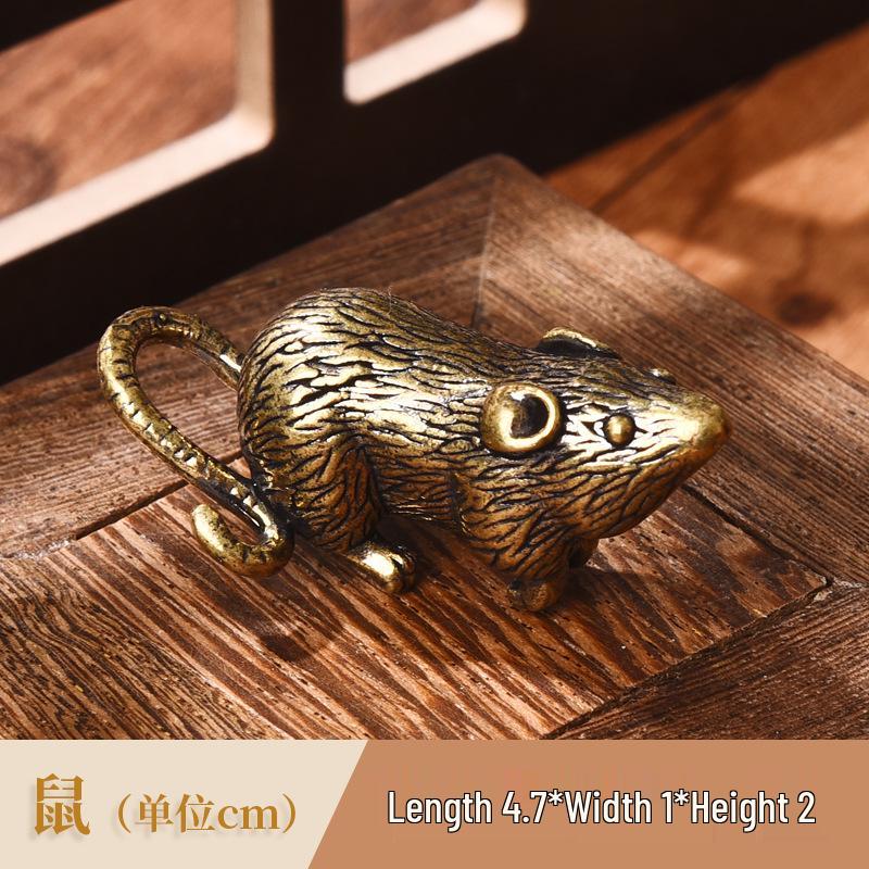 Komplettes Set Messing Chinesische Tierkreisfiguren: Ratte, Ochse, Tiger, Hase, Drache, Schlange, Pferd, Schaf, Affe, Hahn, Hund, Schwein.