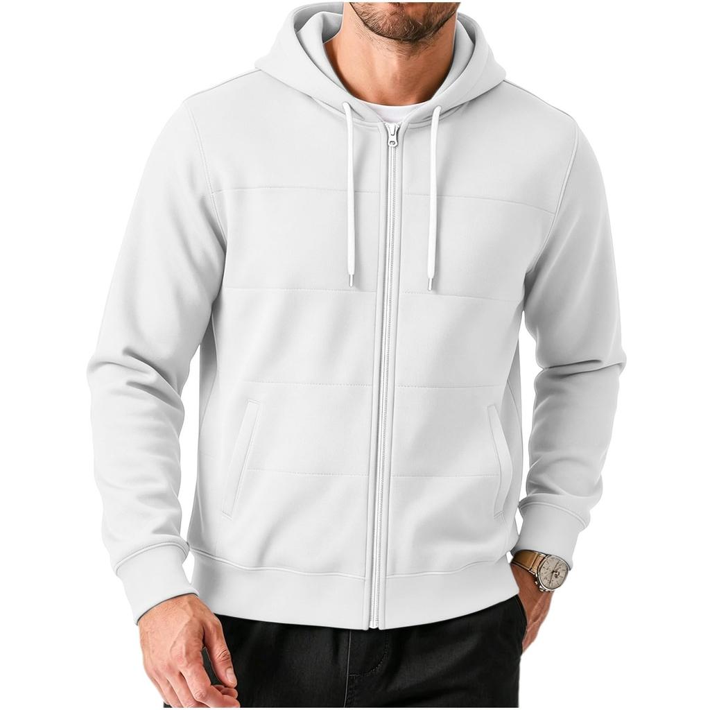 Felpa con cappuccio e zip casual da uomo con tasche per l'uso quotidiano