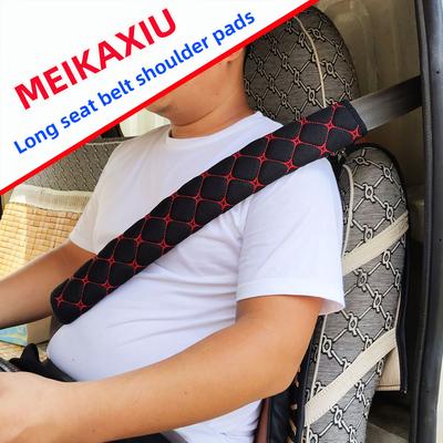 1 Embroidered Fabric Breathable Truck Car Seat Belt Safety Belt Shoulder Protector 50cm16.7 Inch Car Interior Supplies Black