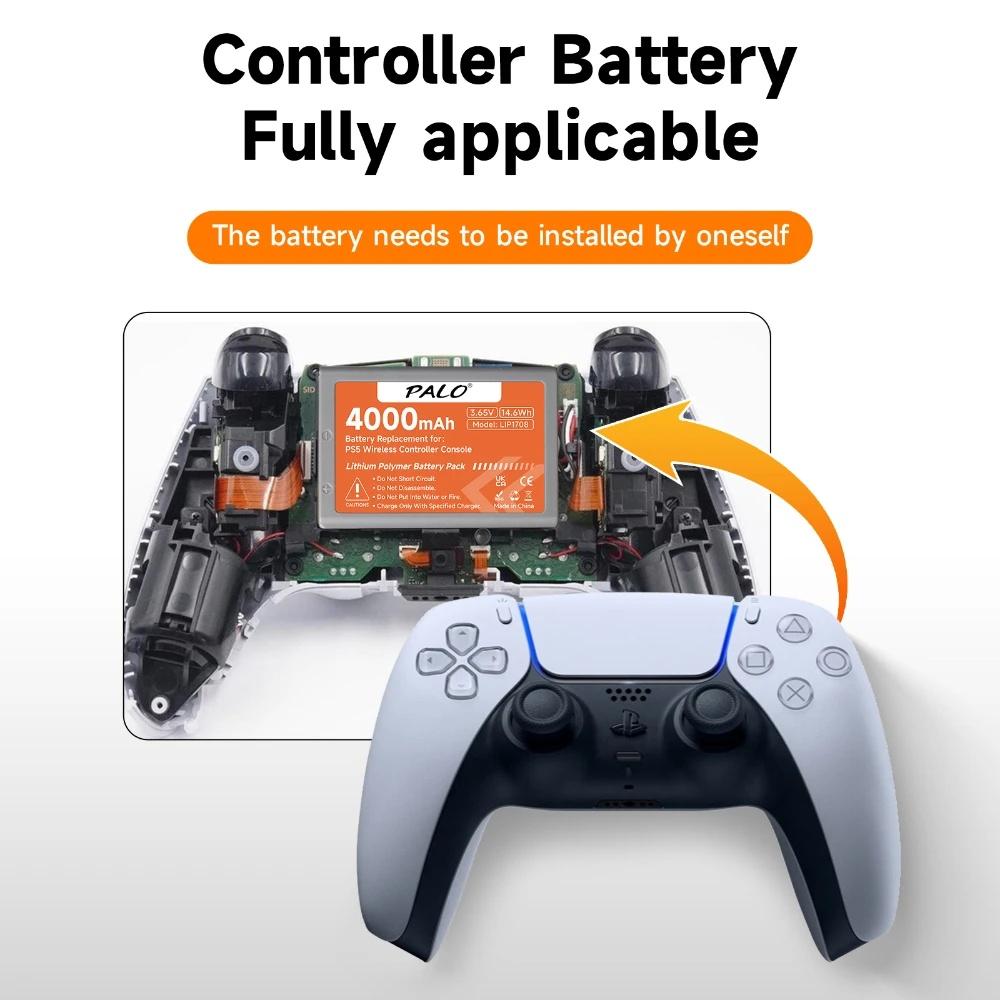 4000mAh Replacement Battery LIP1708 For Sony PS5 Wireless Controller Battery Playstation 5 DualSense Game Controller CFI-ZCT1W CFI-ZCT1J