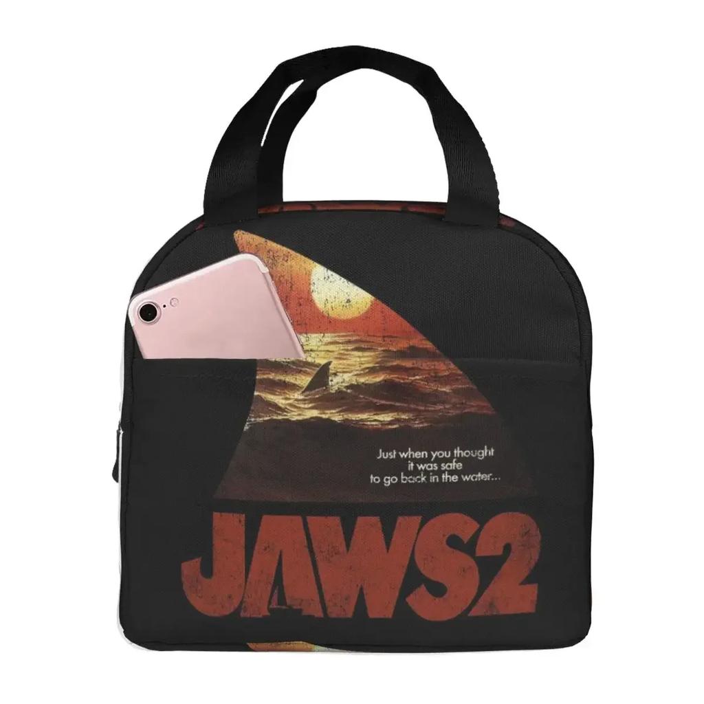 Jaws Halloween Horror Movie Insulated Lunch Bag for Women Office Cooler Thermal Food Box Tote Portable Lunch Boxes Container
