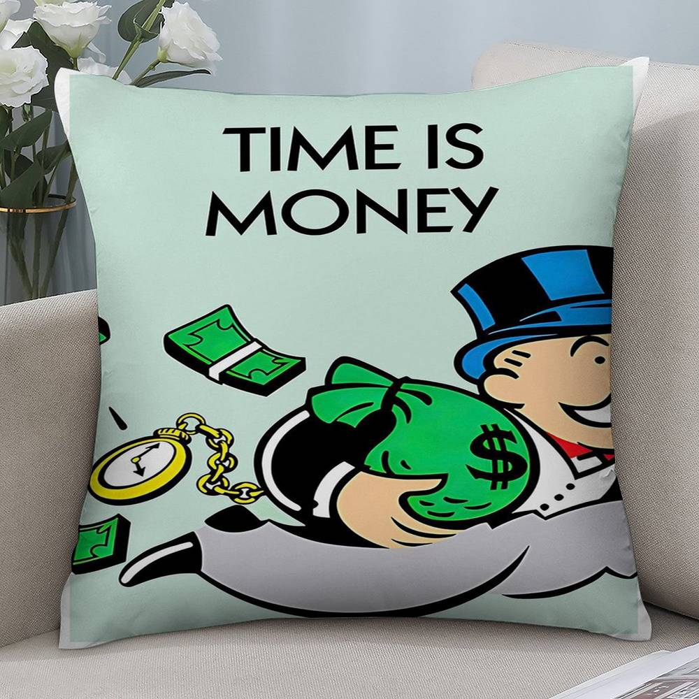 Cartoon M-Monopoly Dollar Money Pillow Case Short Plush Double-sided Print Square Throw Pillow Covers Sofa Home Cushion Decor