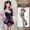 Sexy Sex Clothes Suspenders Purple Spice Girl Lace Mesh Fishbone Corset Skinny Royal Sister Temperament Inside