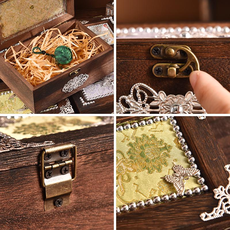 Song Brocade Jewelry Box DIY Kit: Handmade Solid Wood, Chinese Retro Gift for Mother's Day