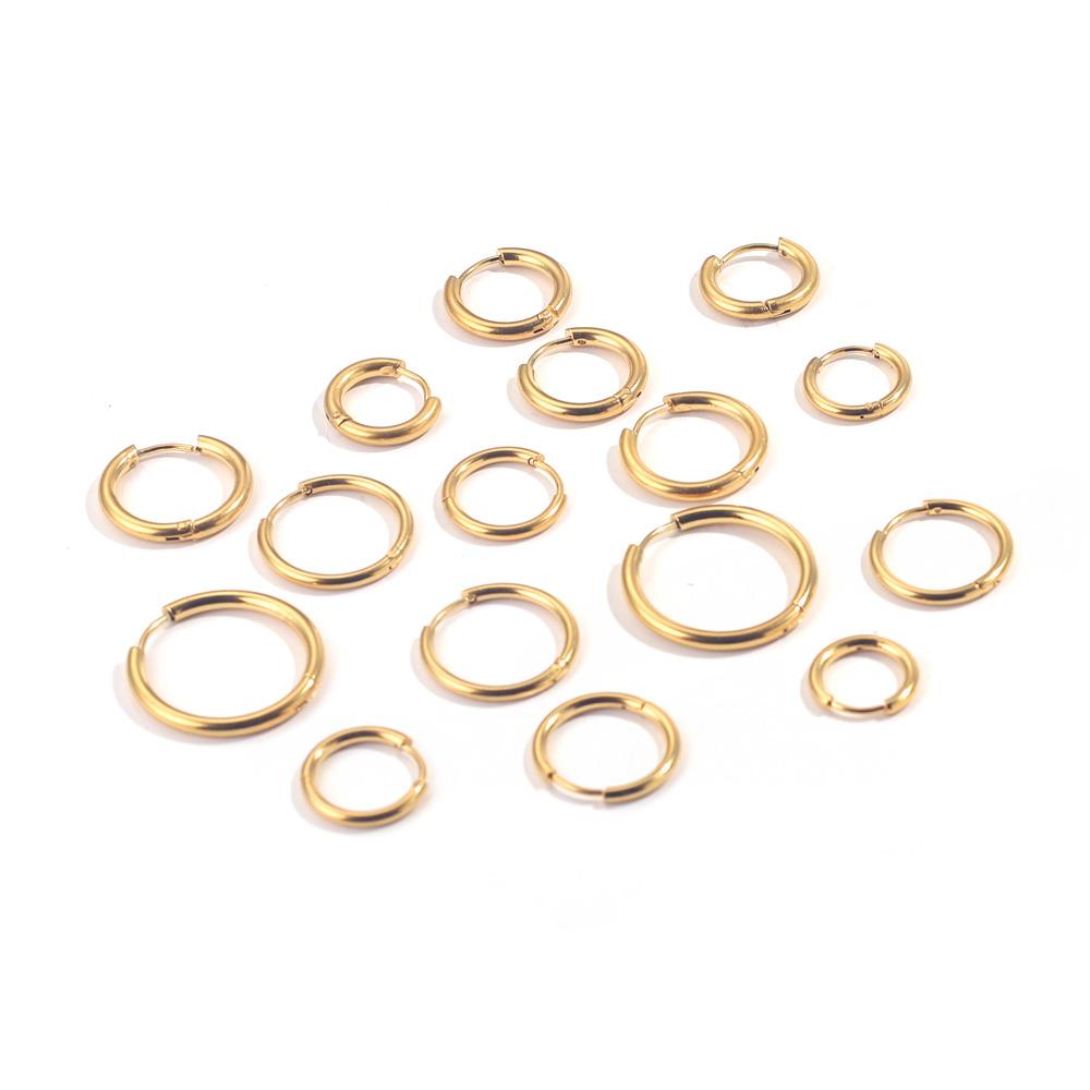6pcs Stainless Steel Hoop Earrings Women Earrings Men Punk Hiphop Bijoux Gift Fashion Plated 18K Gold Zircon Piercing Accessory